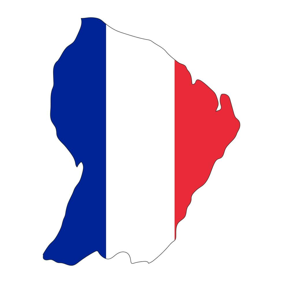 francés Guayana mapa silueta con bandera aislado en blanco antecedentes vector