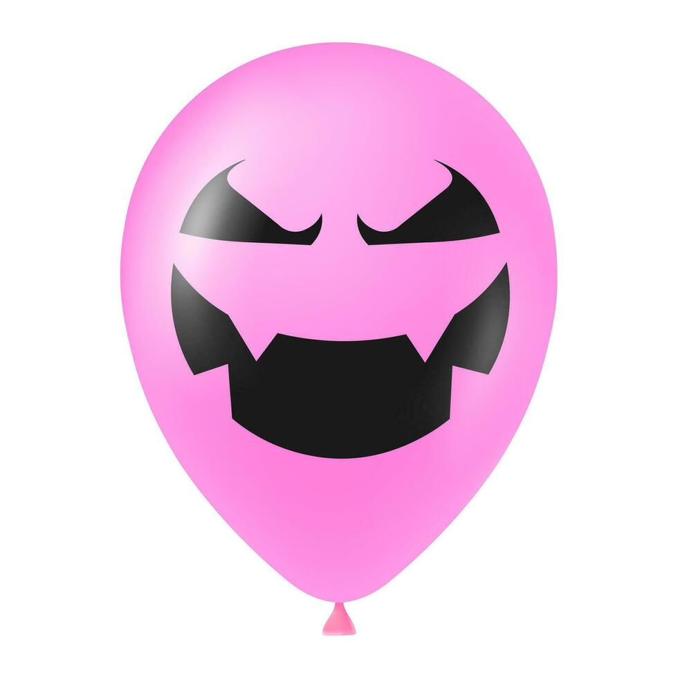 Víspera de Todos los Santos rosado globo ilustración con de miedo y gracioso cara vector