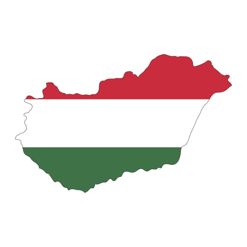 Hungary map silhouette with flag isolated on white background vector