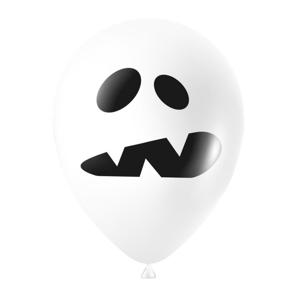 Halloween white balloon illustration with scary and funny face vector