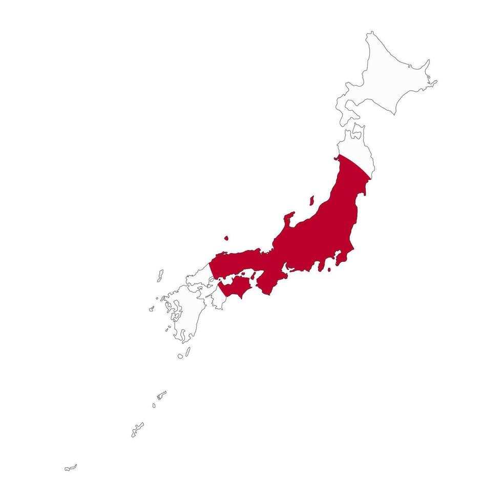 Japón mapa silueta con bandera aislado en blanco antecedentes vector