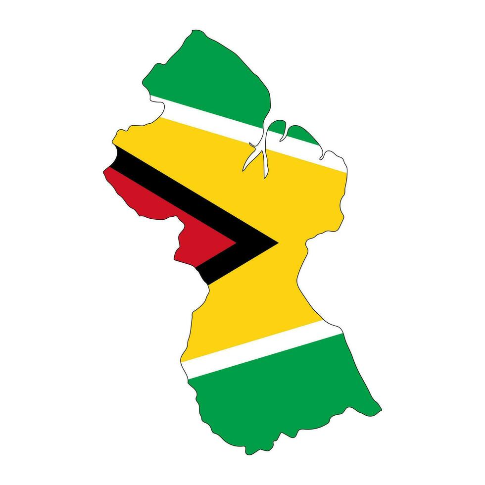 Guyana map silhouette with flag isolated on white background vector