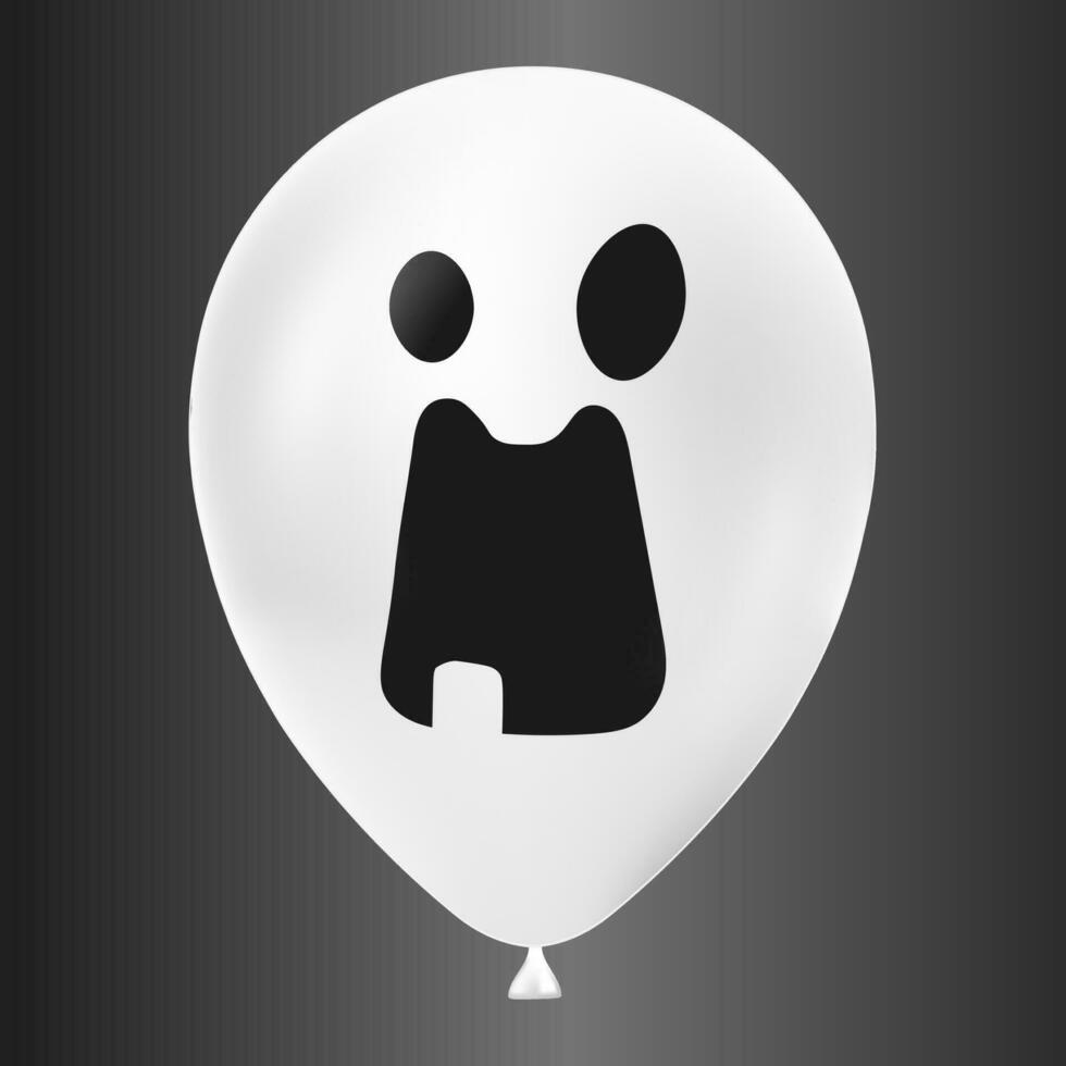 Halloween white balloon illustration with scary and funny face isolated on dark background vector