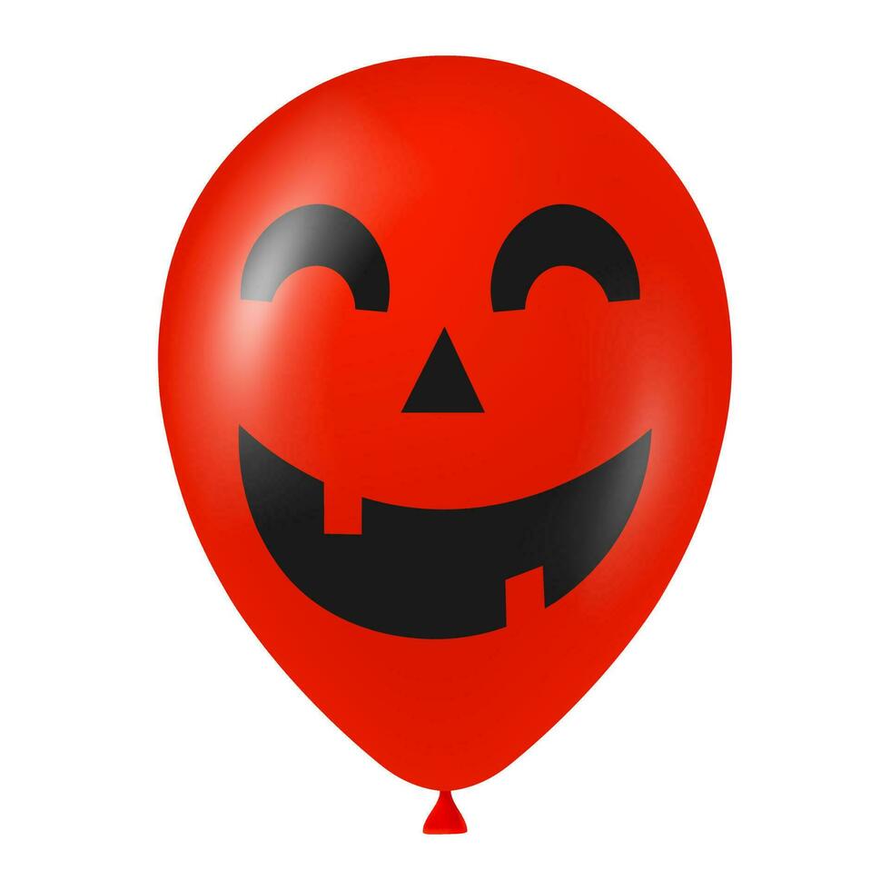 Halloween red balloon illustration with scary and funny face vector