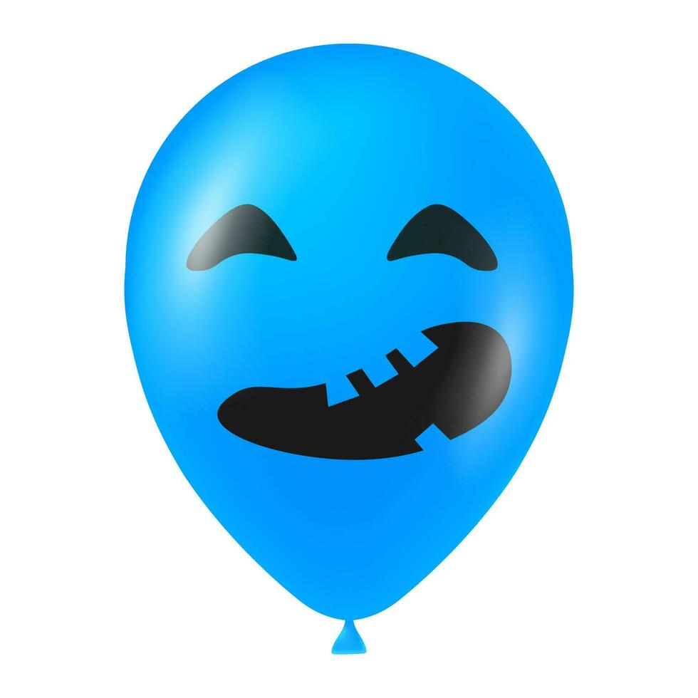 Halloween blue balloon illustration with scary and funny face vector