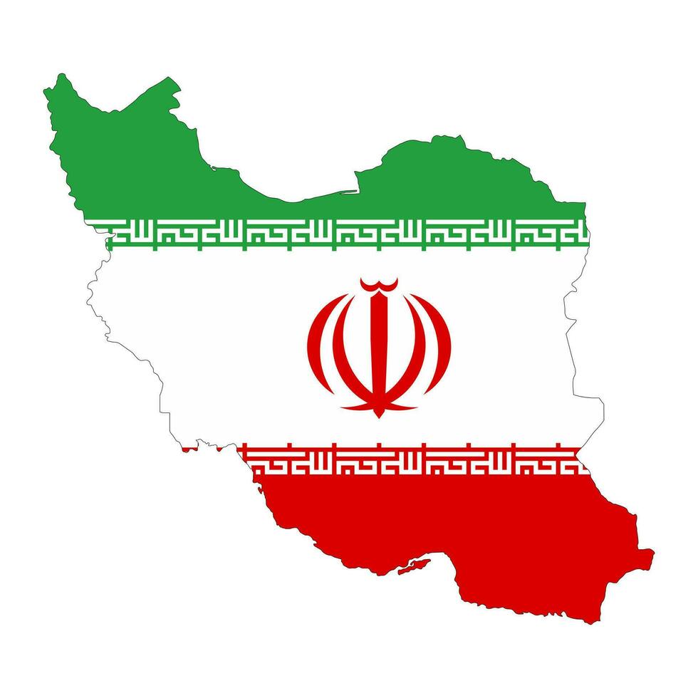 Iran map silhouette with flag isolated on white background vector