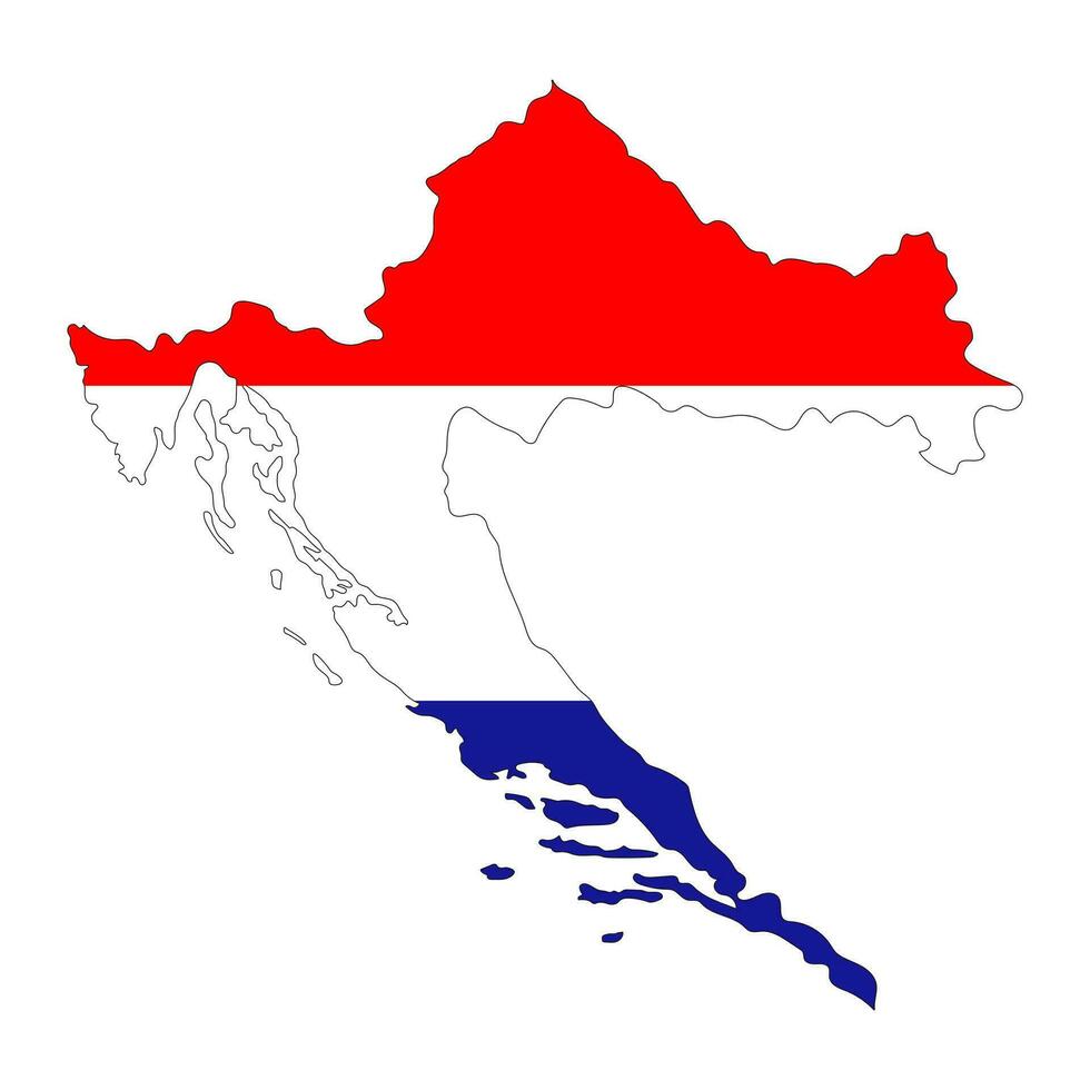 Croatia map silhouette with flag isolated on white background vector