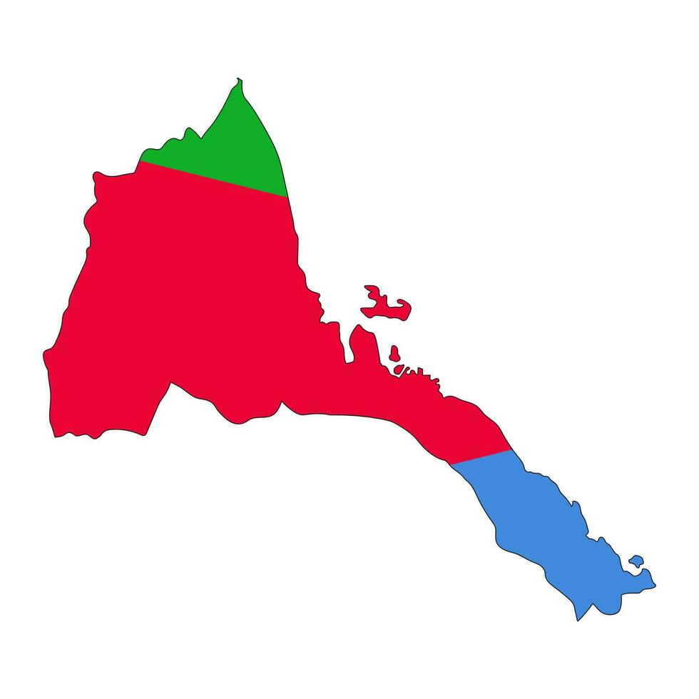 Eritrea map silhouette with flag isolated on white background vector