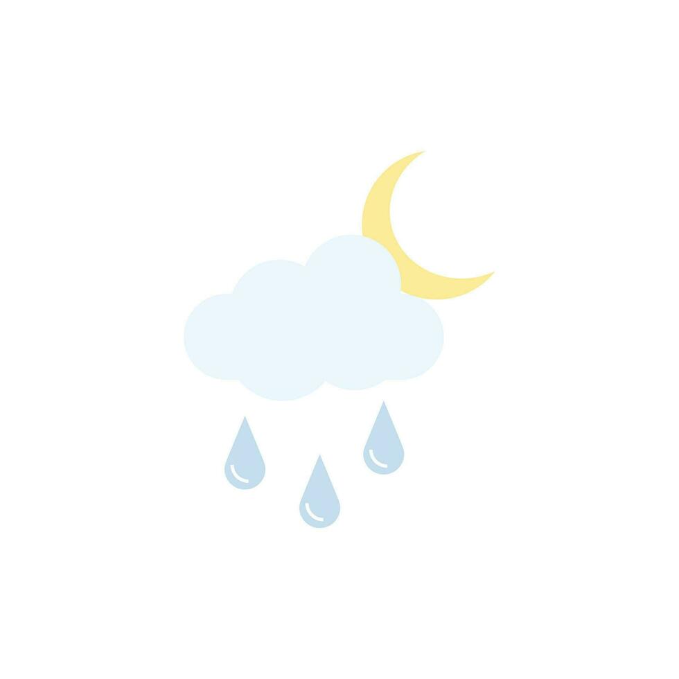 Drizzle at night weather icon vector