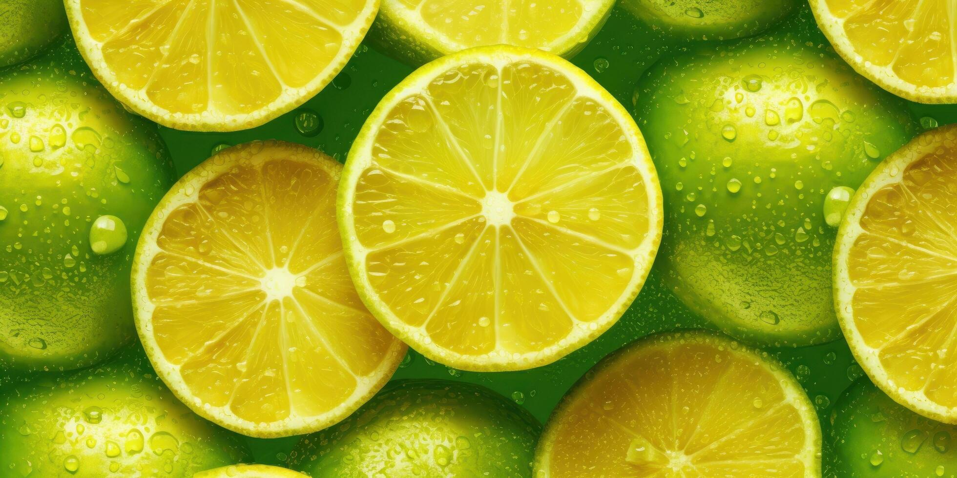 Fresh Slice Lime With Glistening Drop of Water Background. photo