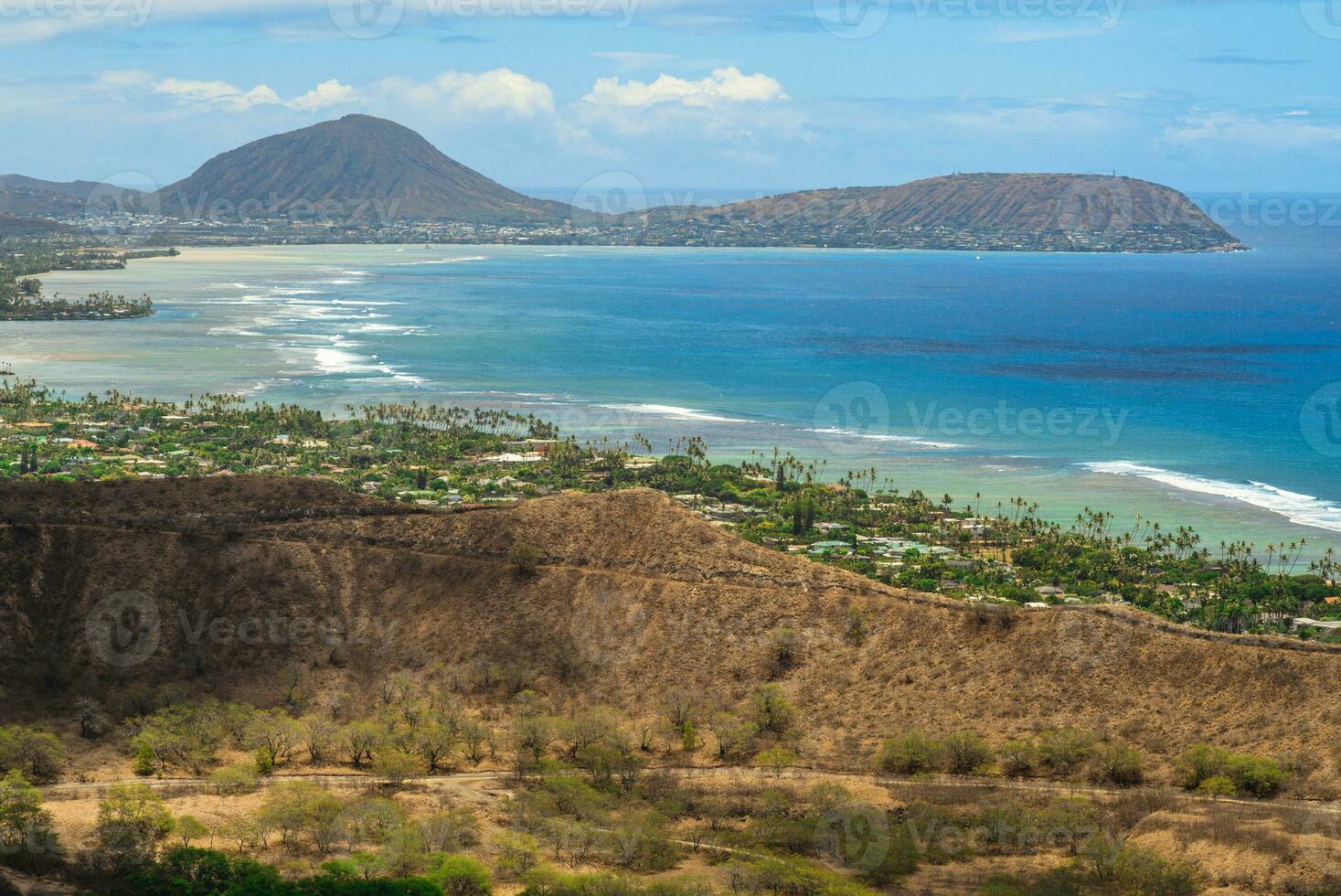 view over Diamond head in Oahu island, Hawaii, US photo