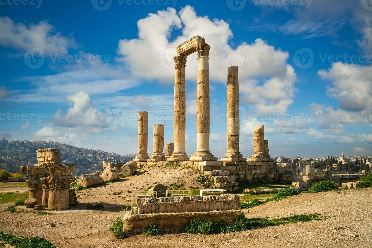 Temple of Hercules located on Amman Citadel in Amman, Jordan photo