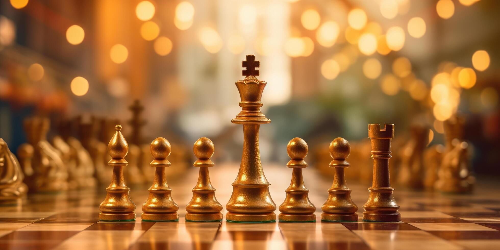 King chess standing on chess board. Business planning, strategy and leadership concept. photo