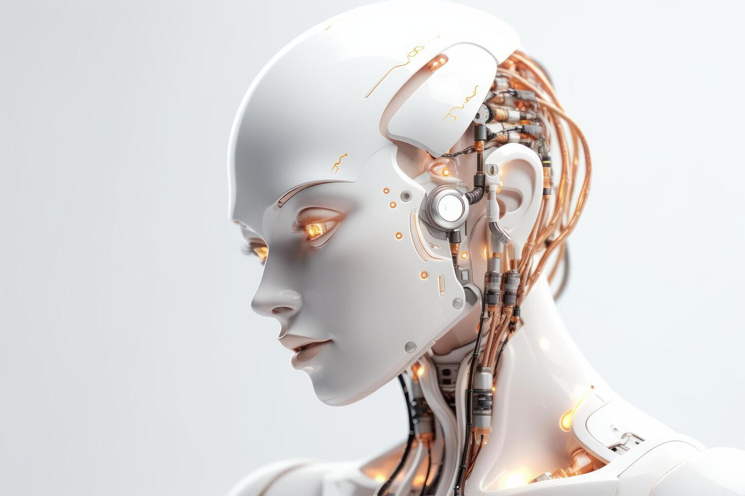 3D Humanoid Robotic, Artificial Intelligence, Futuristic AI Technology. photo
