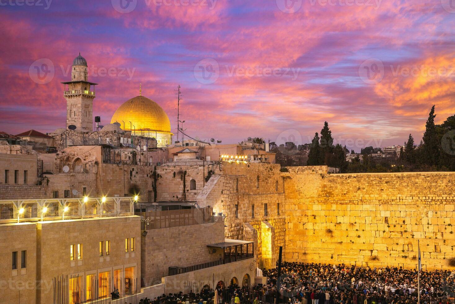 el occidental pared y Hazme de el roca, Jerusalén, Israel foto