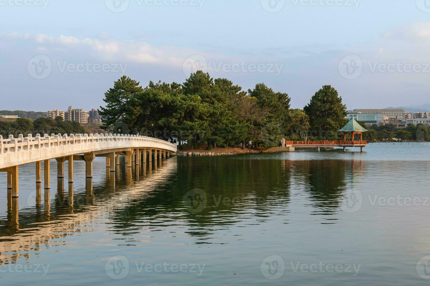 hexagonal pavilion of Ohori Park in Fukuoka city, Kyushu, Japan photo