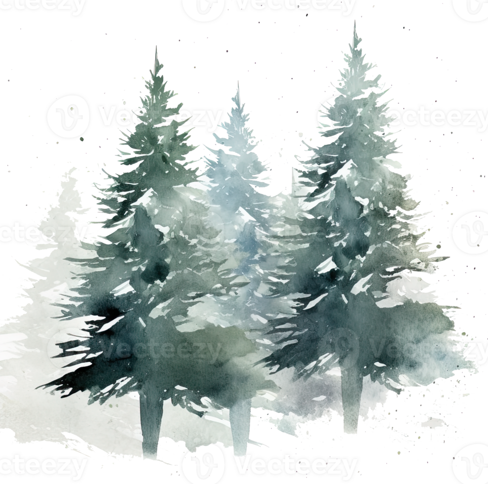 Noël aquarelle avec sapin des arbres feuillage. illustration ai génératif png