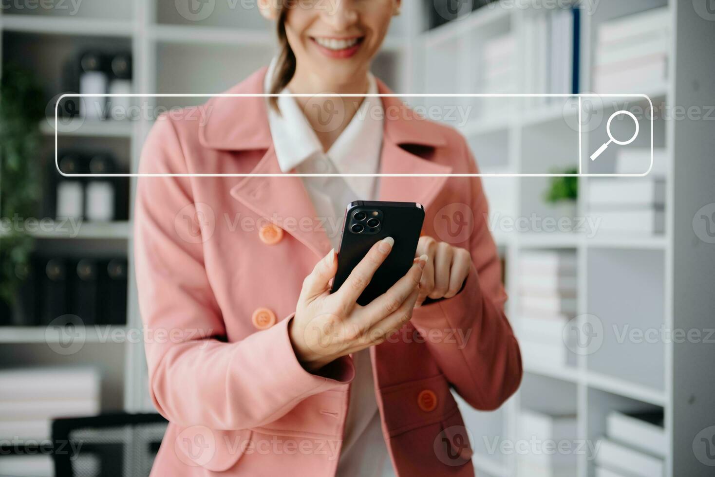 Searching Browsing Internet Data Information Networking Concept with blank search bar. photo