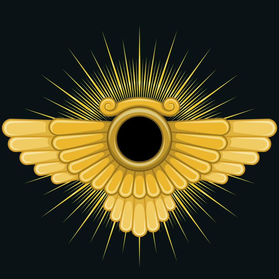 Zoroastrian winged disc vector design