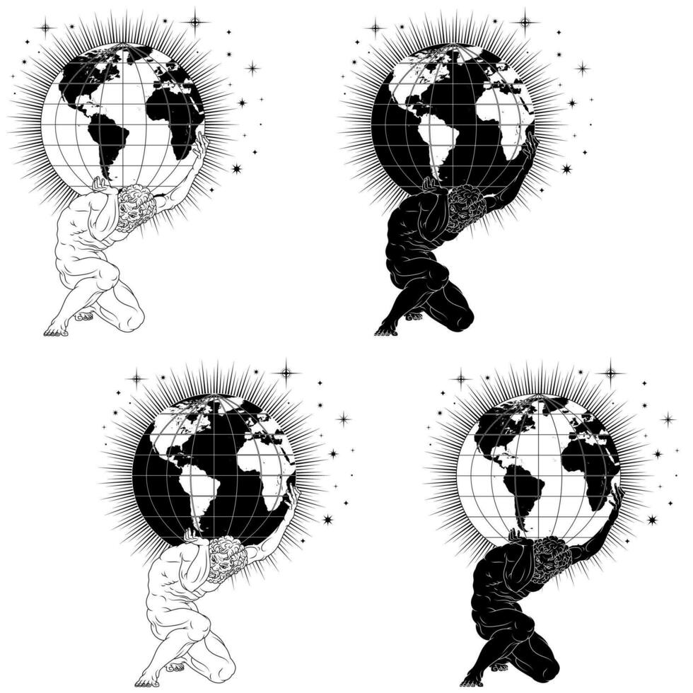 Vector of Atlas holding the earth