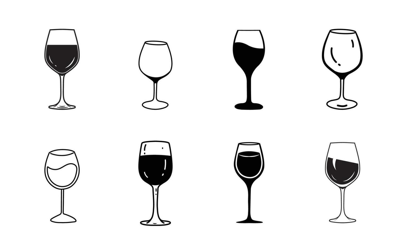 wine glasses silhouette vector. vector