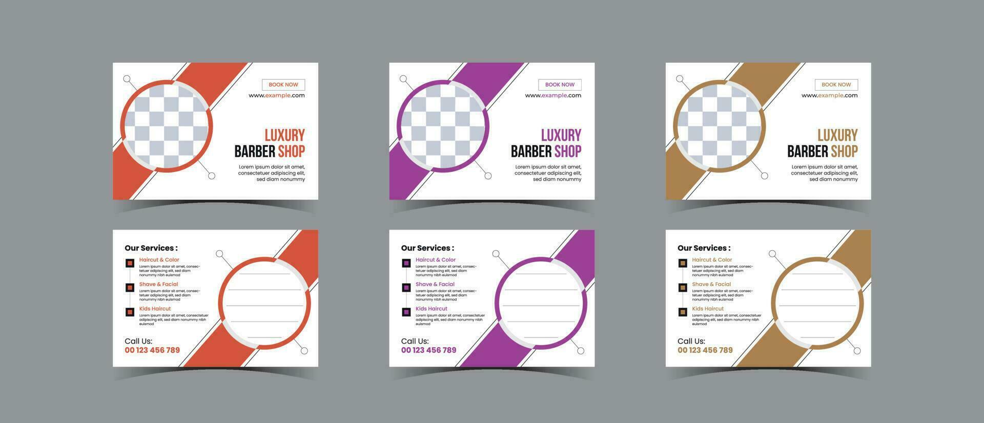 Postcard template design for Barbershop business vector