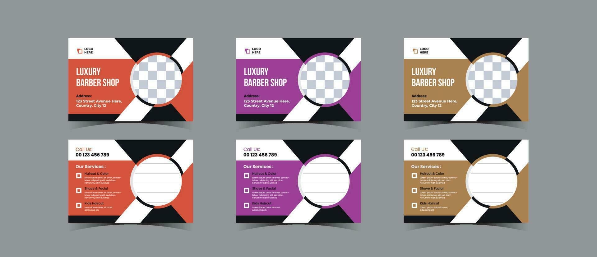 Postcard template design for Barbershop business vector
