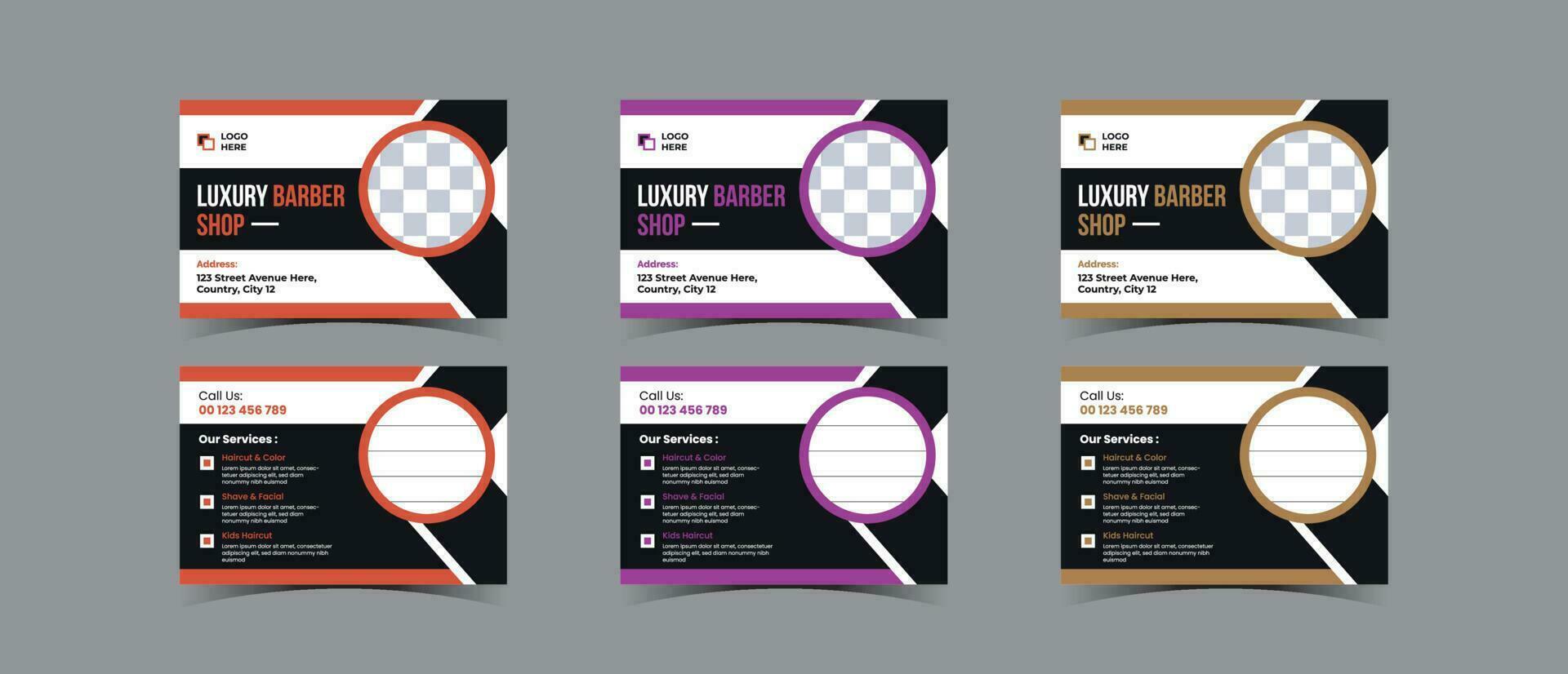 Postcard template design for Barbershop business vector
