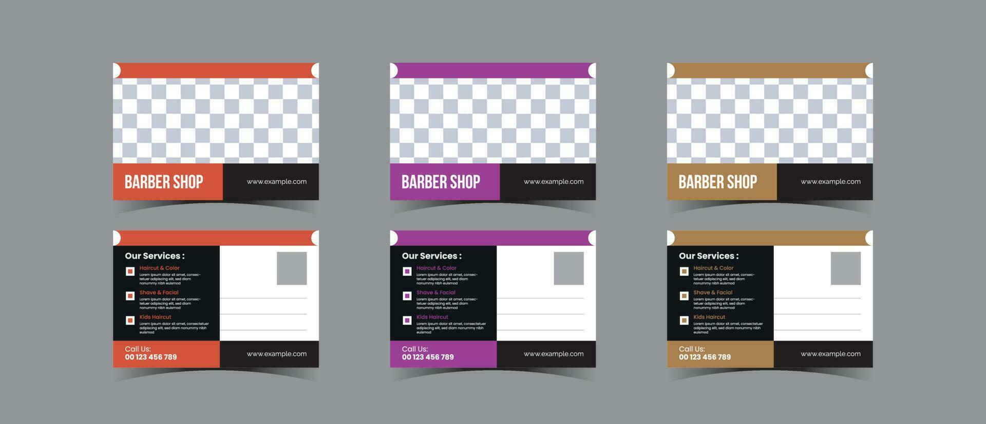Postcard template design for Barbershop business vector