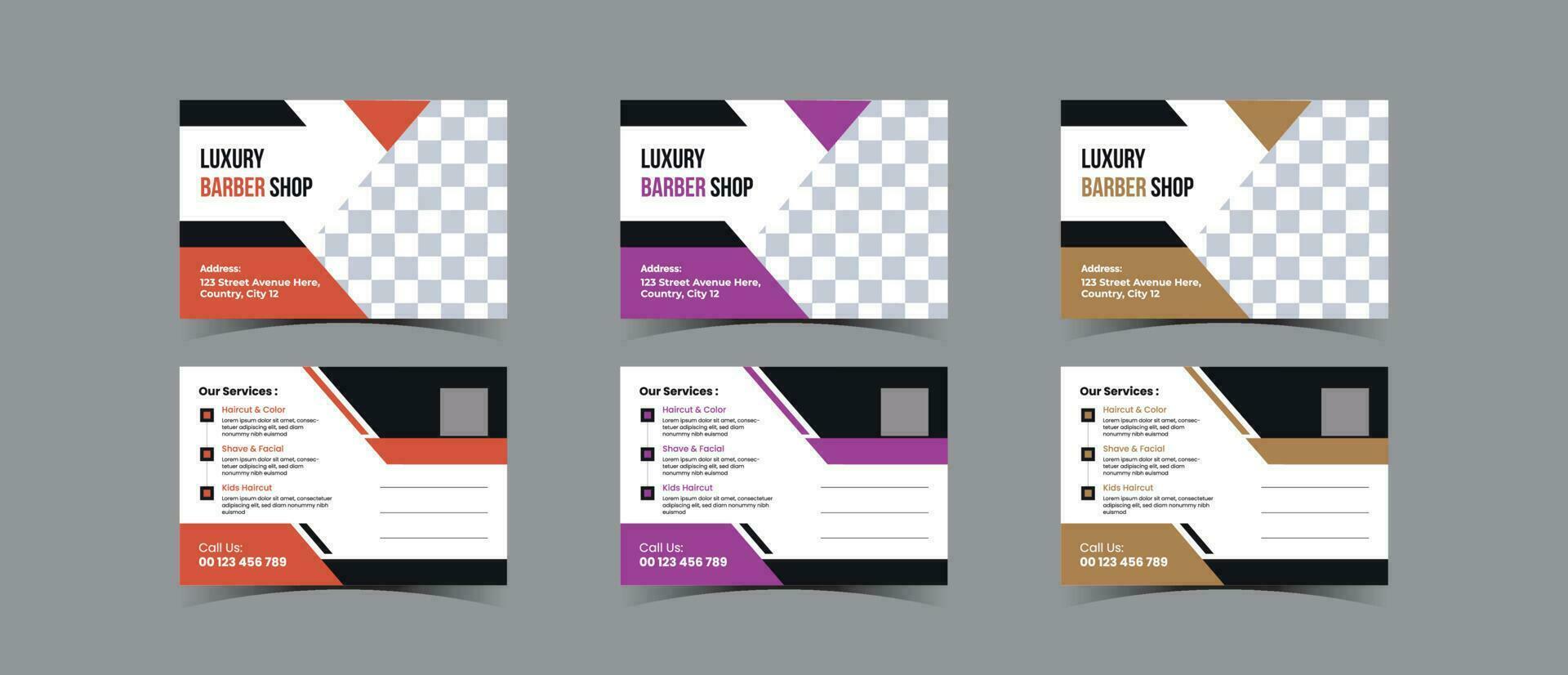 Postcard template design for Barbershop business vector