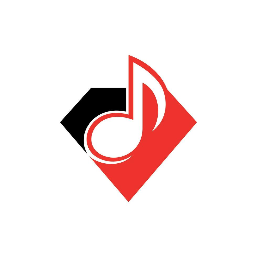 Diamond Note Music Logo Vector Design. logos, logotype element for template.