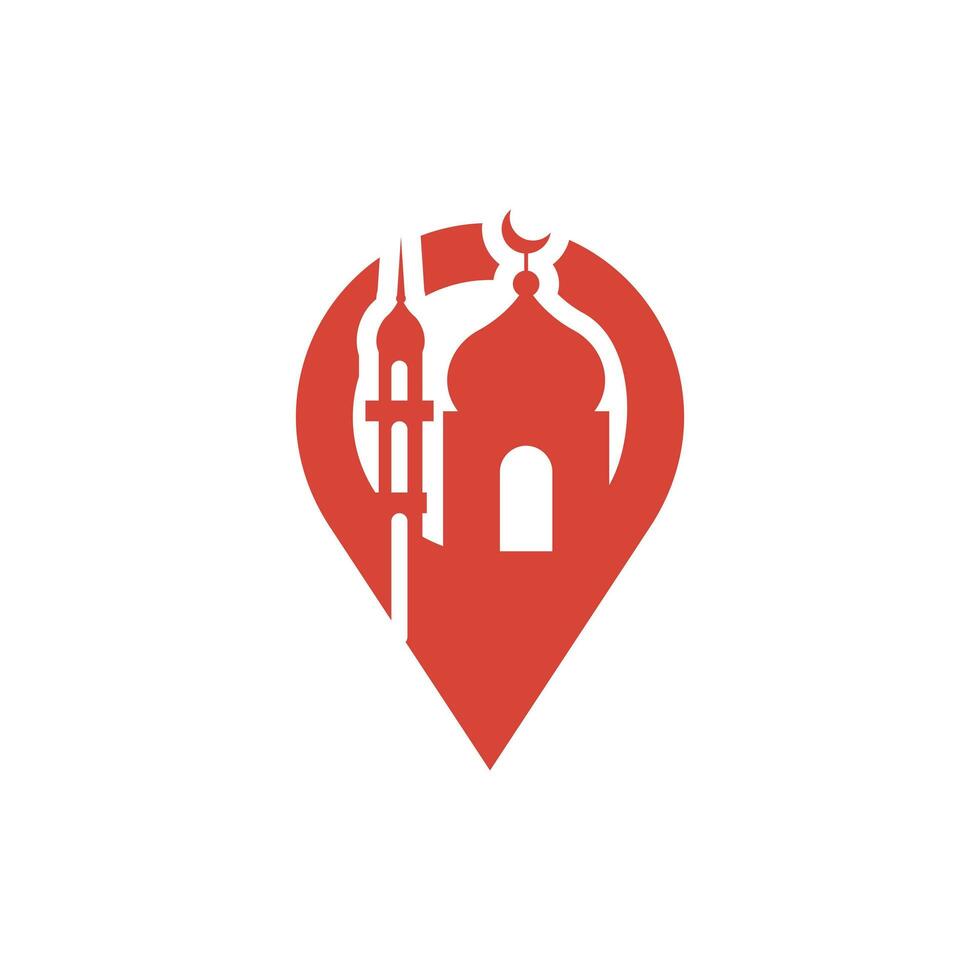 mosque location map pin pointer icon logo design, logo symbol or icon template vector