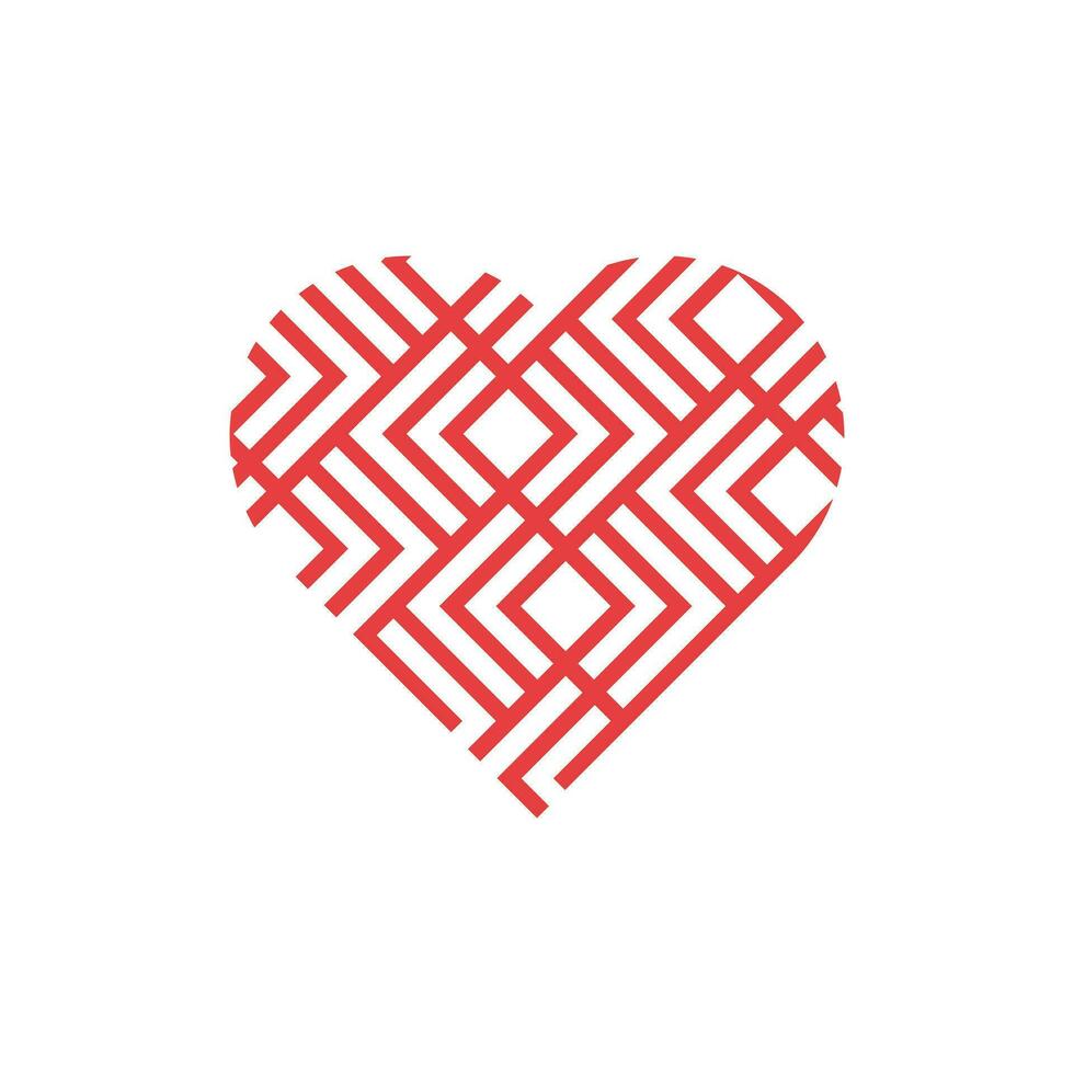 modelo amor geométrico corazón logo diseño plantilla, nudo corazón amor interminable vector en blanco antecedentes