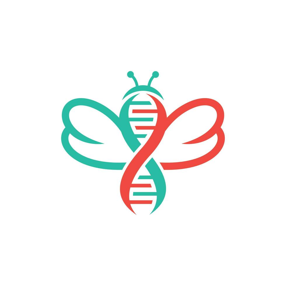 DNA bee Logo Symbol, Modern and Minimal insect Bee logo design vector