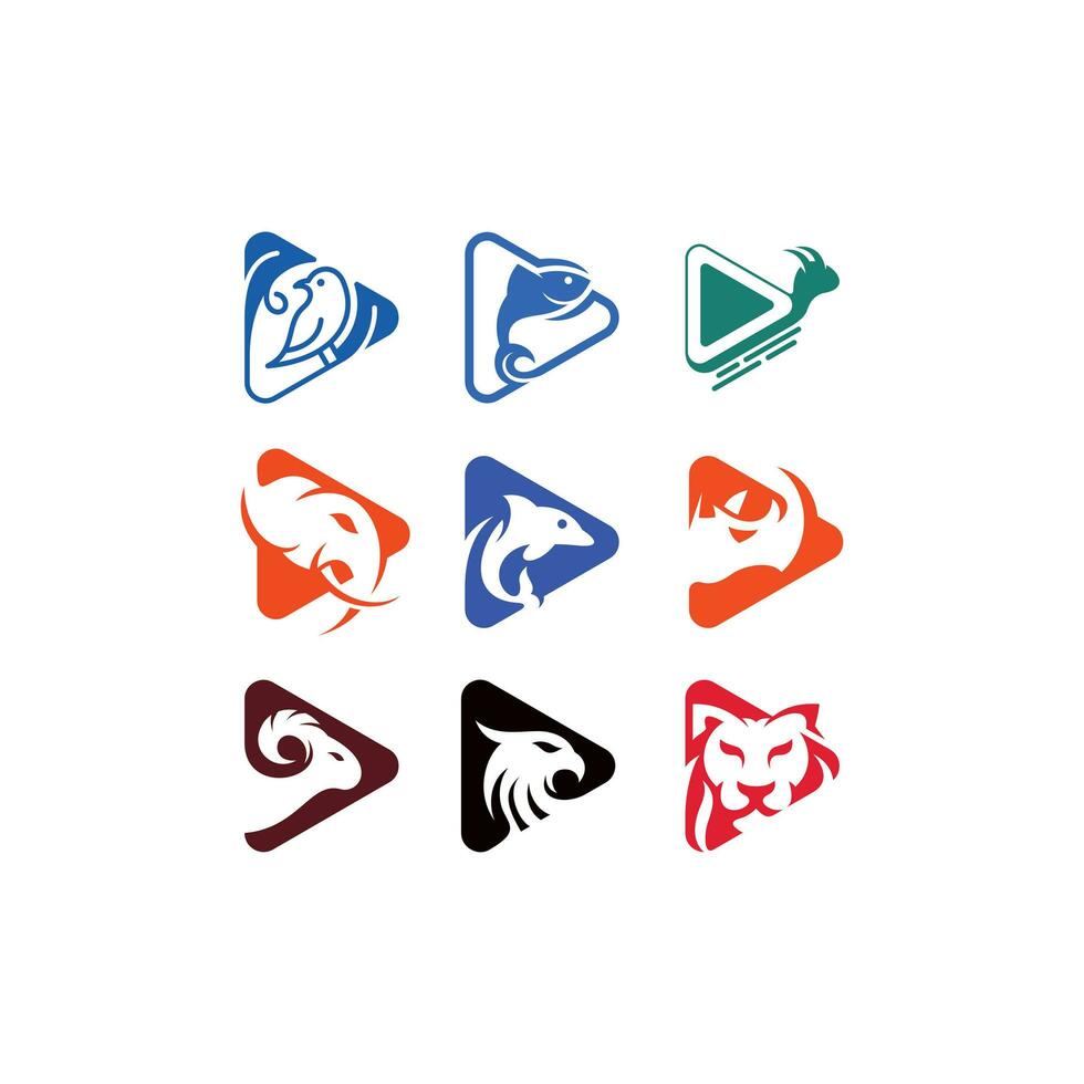 Set of animal play logo vector template design icon collection, Icon Concept Isolated Vector Design Template for your company