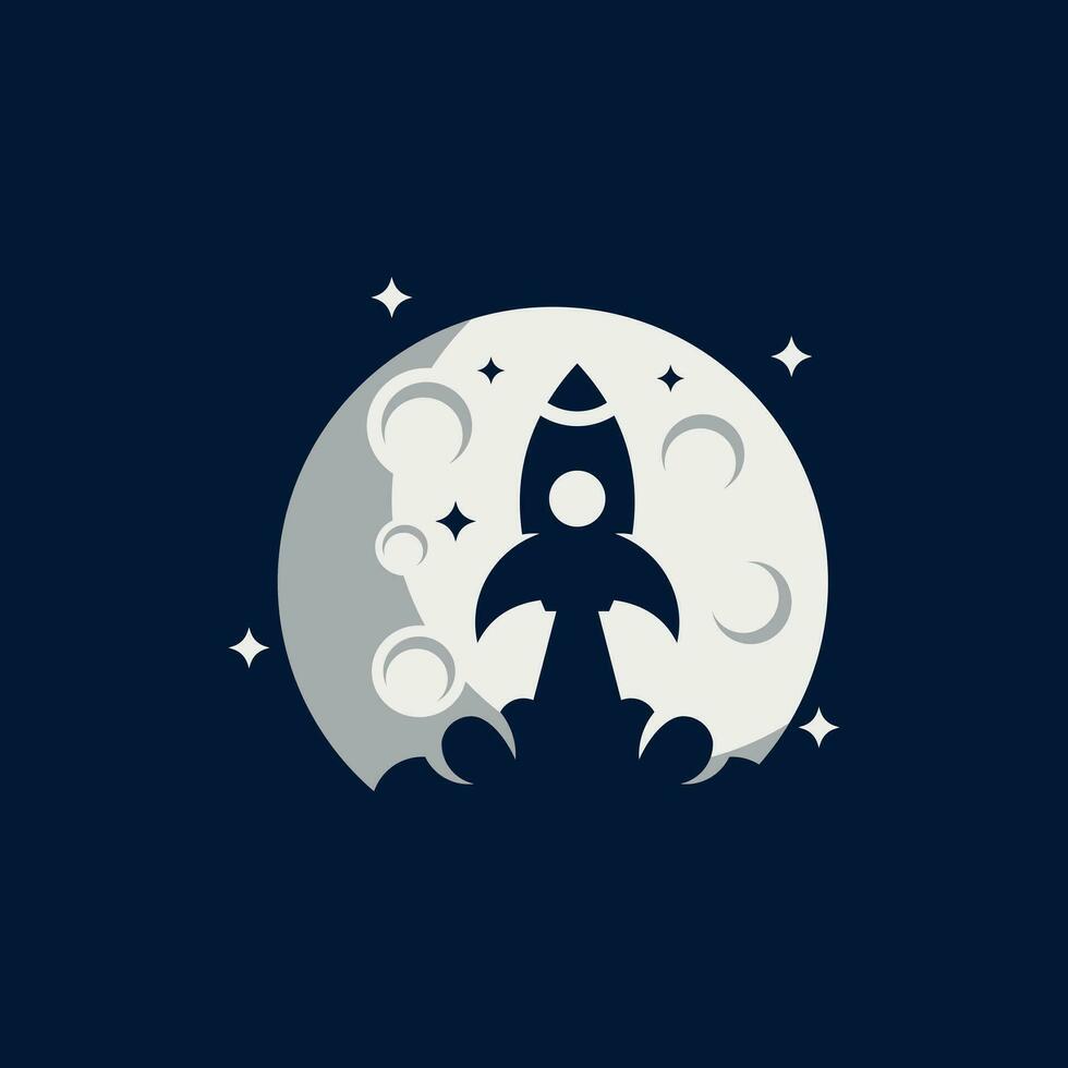 planeta y cohete en el luna, vector ilustración logo vector modelo