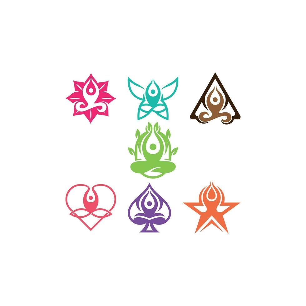 Set Human Yoga logo design, Abstract design concept for beauty salon, massage, cosmetic and spa. vector