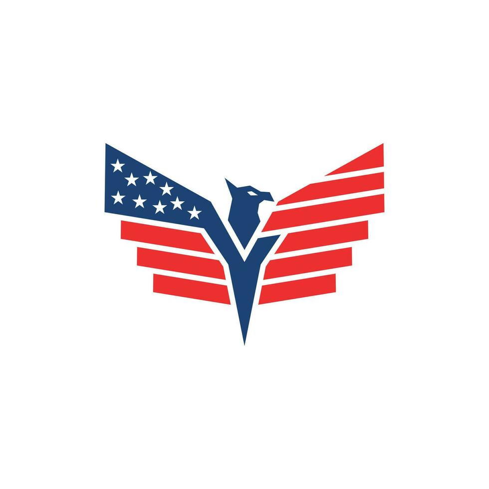 Flying Eagle American flag geometric logo icon, vector illustration design template, logo for your company