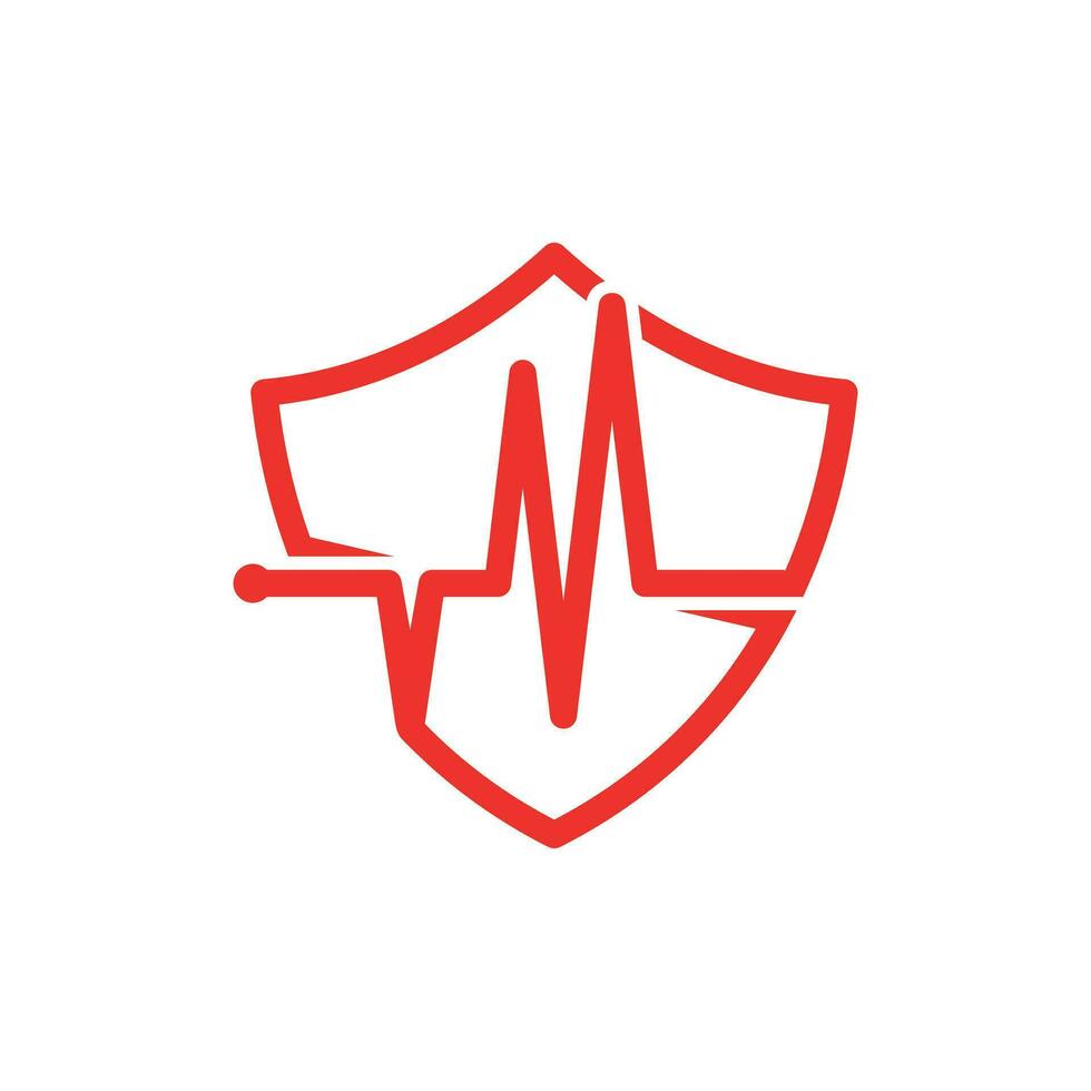 Heart beat pulse and shield logo, line logo Template Design Vector for Business Medical, Emblem, Design concept, Creative Symbol, Icon