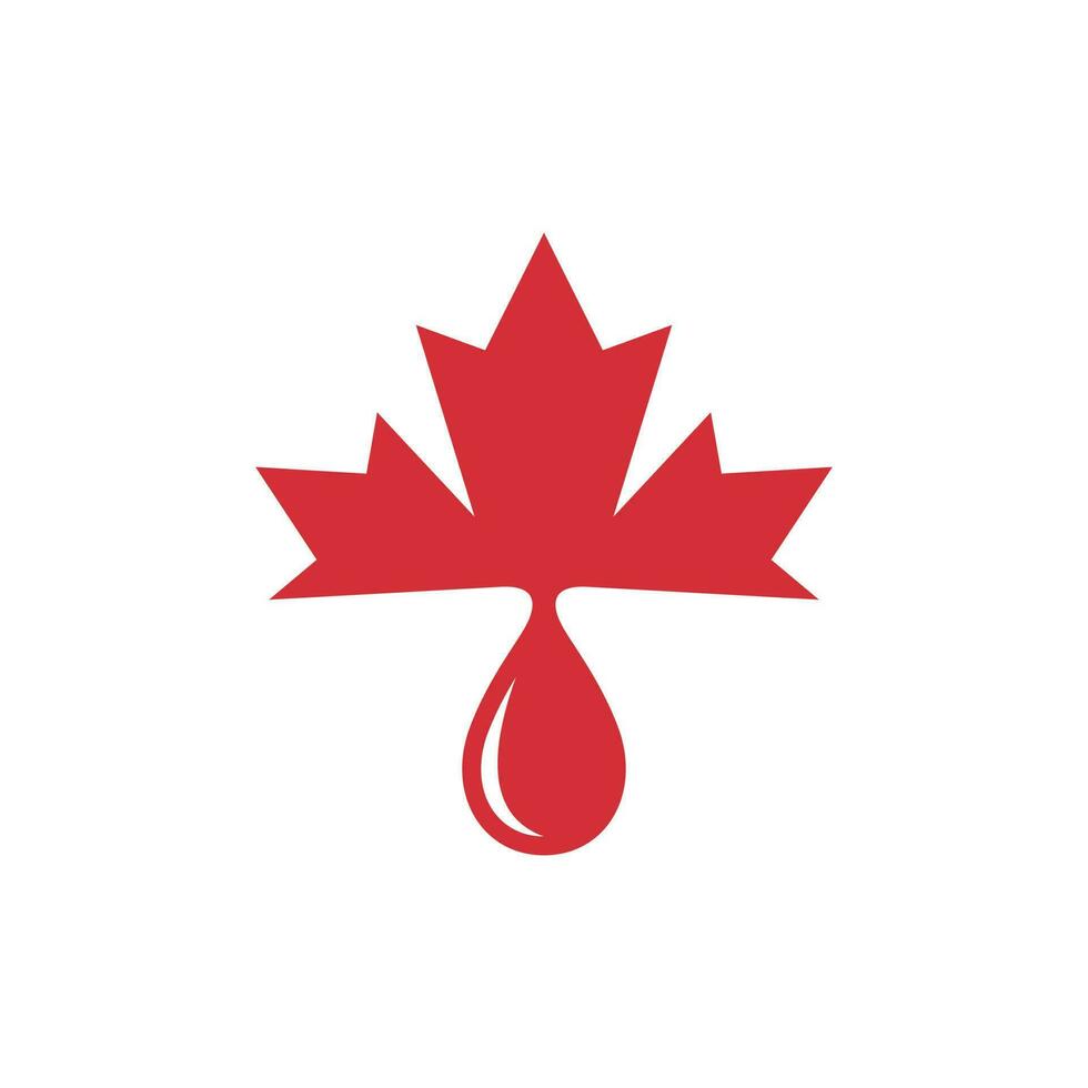 Maple Leaf with Drop Logo, water drop sign logo. vector