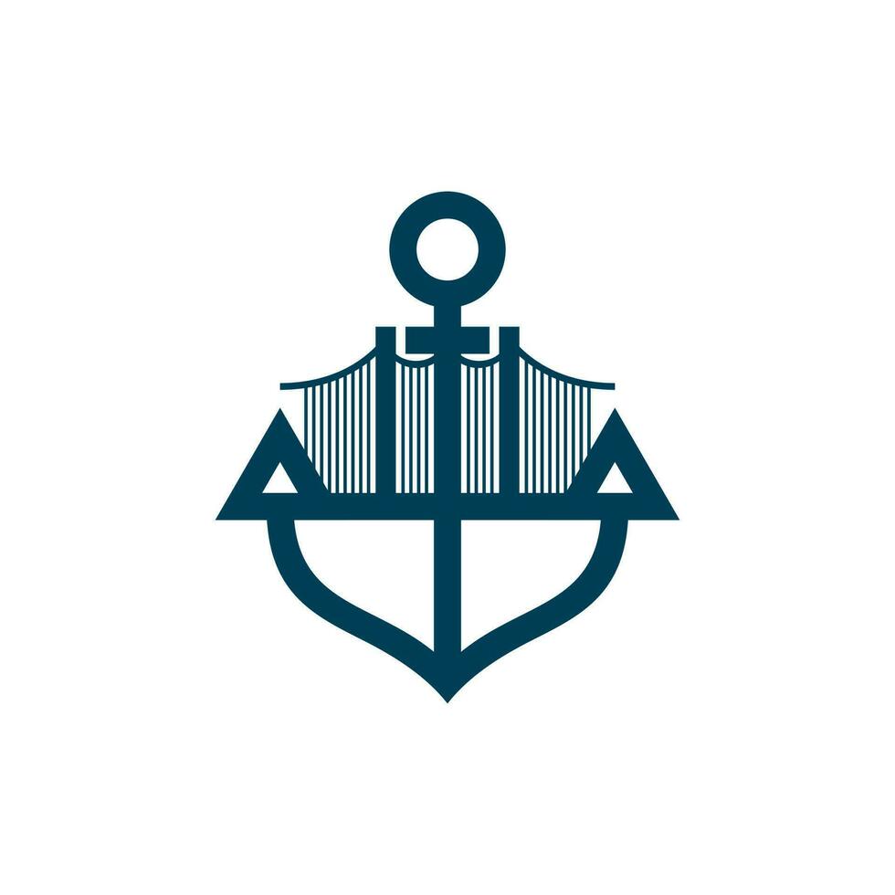 company logo combination of bridge anchor hook icon logo design template, logos, logotype element for template. vector