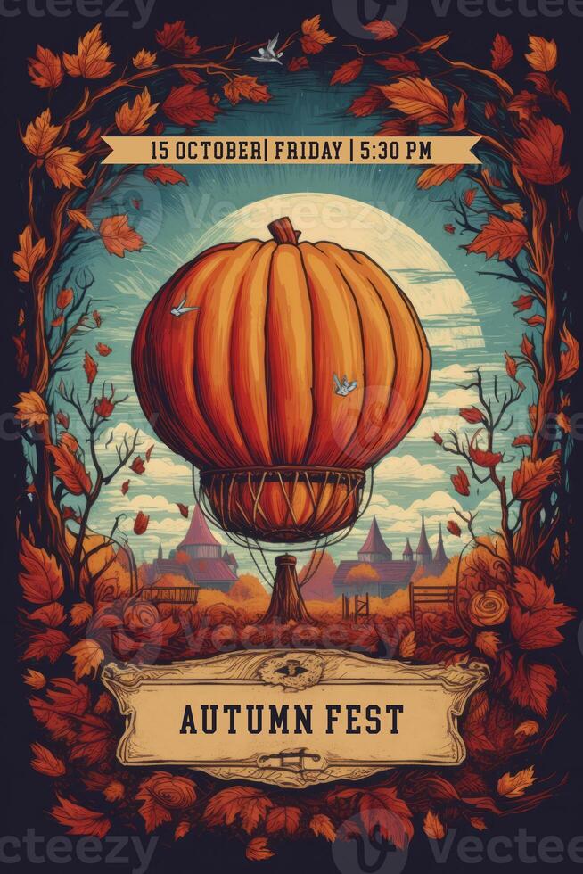 Autumn Fest Poster. Illustration AI Generative photo