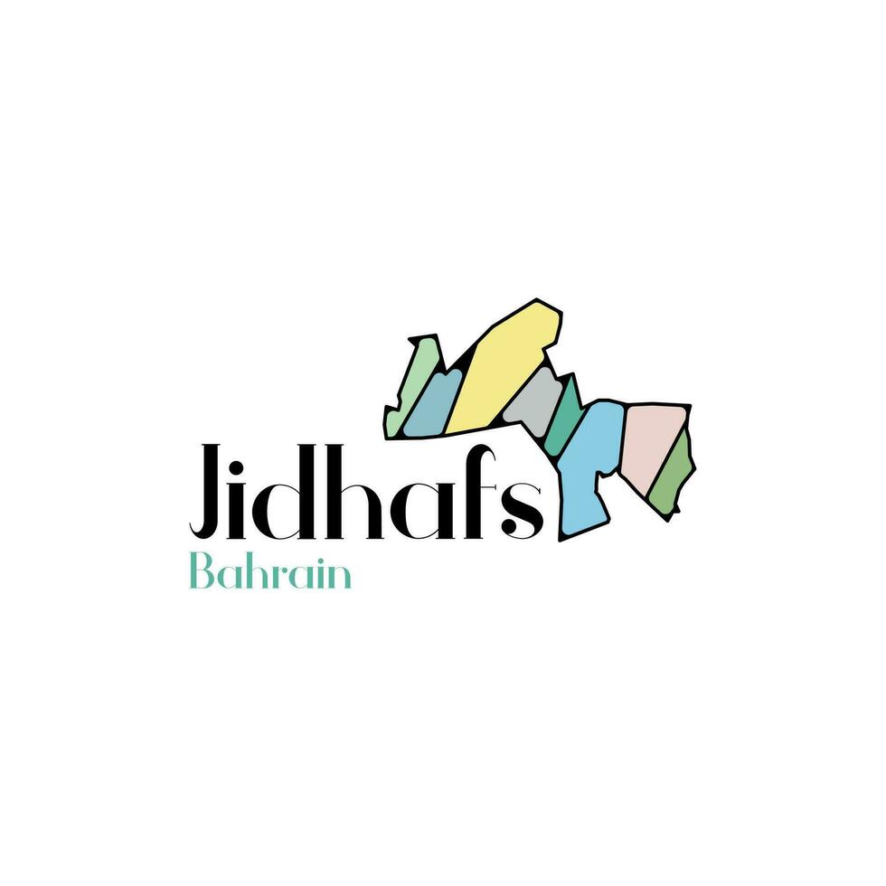 Map Of Jidhafs vector illustration, High quality map of Bahrain, Vector map of Bahrain with named regions and travel icons
