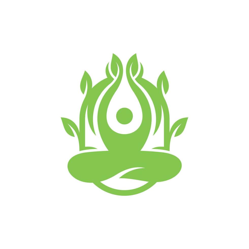 Nature Human Yoga Leaf Logo, combine natural leaf logo design template vector