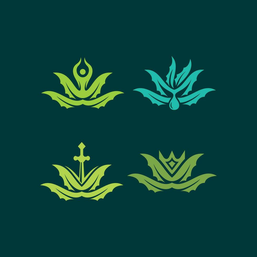 Aloe vera leaf icon set design illustration, element graphic logo design template vector