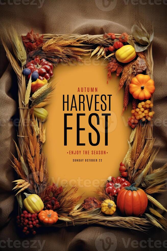 Autumn Fest Poster. Illustration AI Generative photo