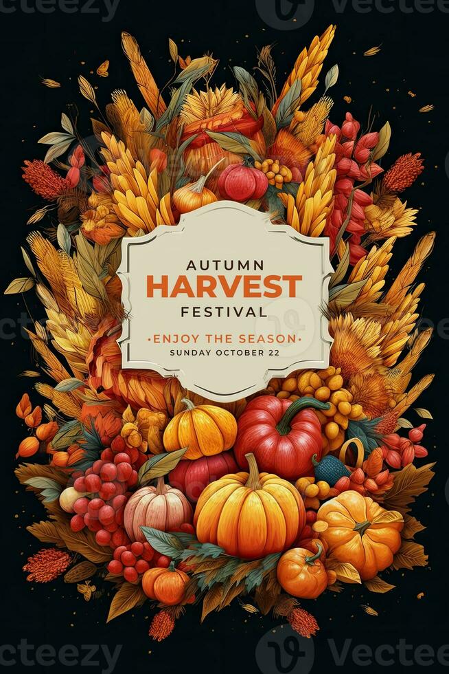 Autumn Fest Poster. Illustration AI Generative photo