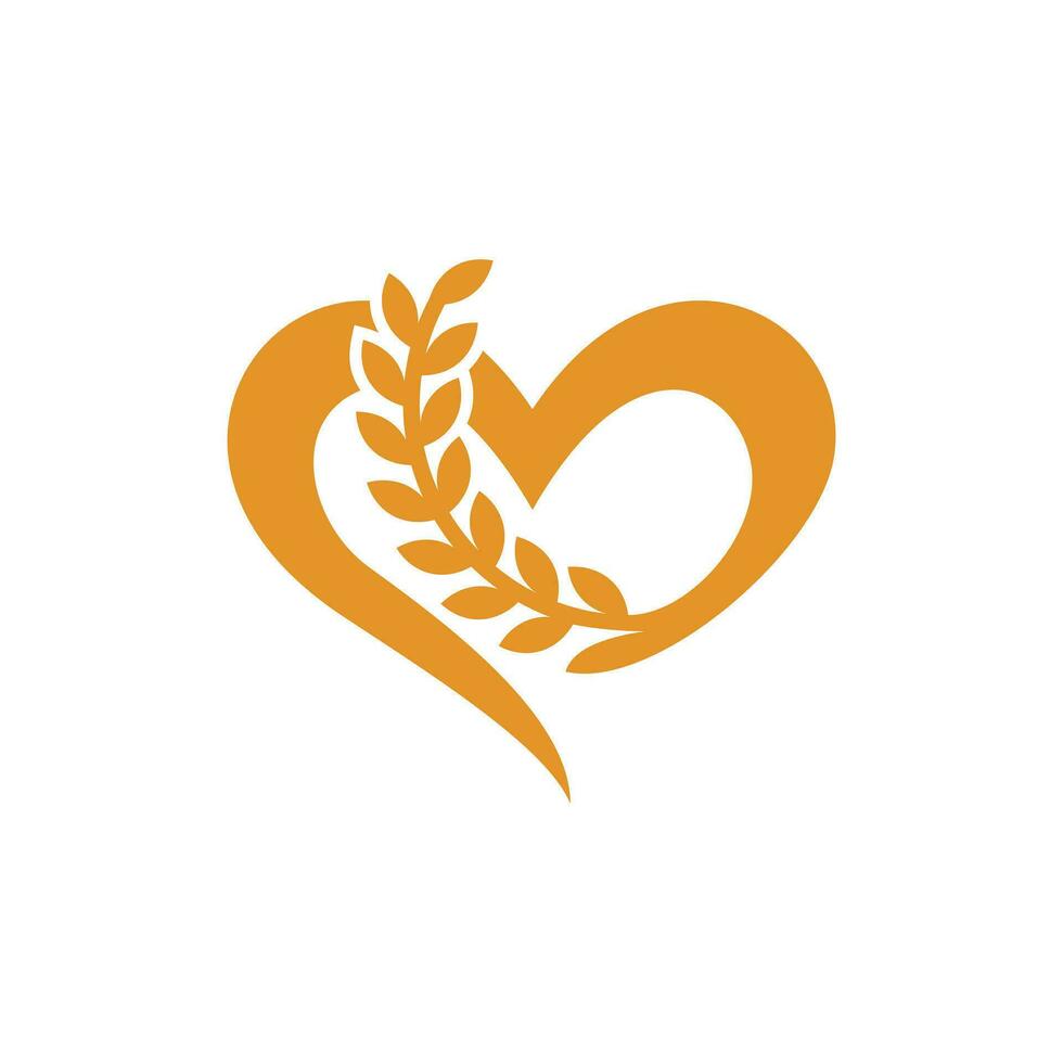 plant wheat love heart icon symbol modern logo design, Traditional Medicine And Skin Care Plant Vector, Hair Care, Symbol Icon Illustration template vector
