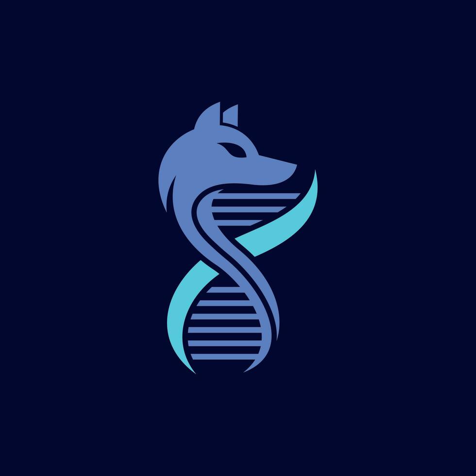 wolf DNA creative illustration logo design, logo design template element vector