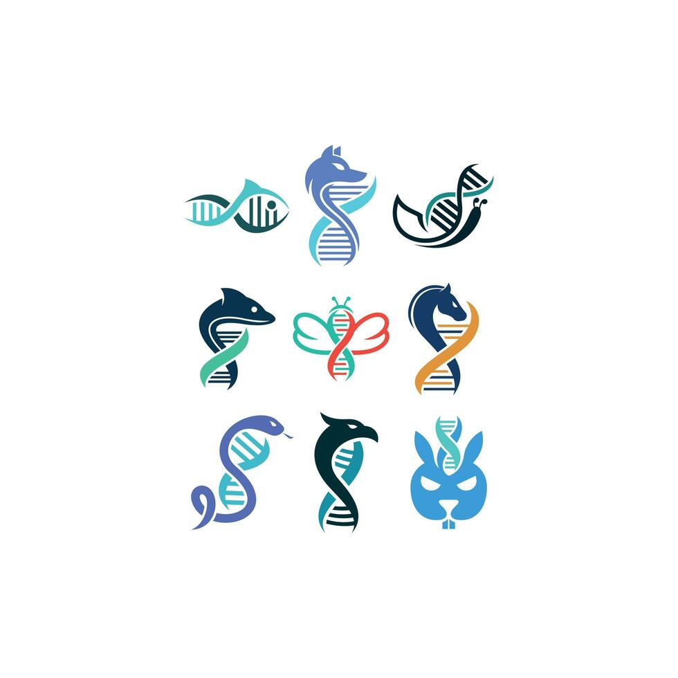 Set Animal DNA Logo Template vector symbol nature, logo design template vector